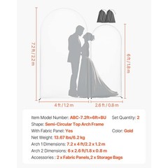 Uimoso Wedding Arch Backdrop Stand Metal Frame 7.2 ft 6 ft Set of 2 with Cover