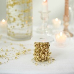 100 ft GOLD Artificial Pearl Beads String GARLAND ROLL Party Event Decorations