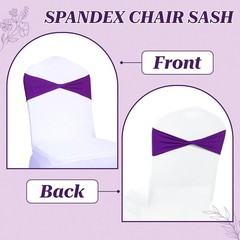 MDS Pack of 10 Spandex Chair Sashes Bows Elastic Stretch Dining Chair Bands Ties