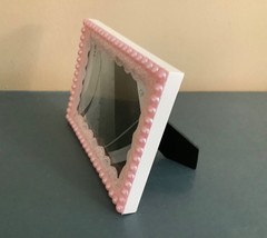 5×7 pink vintage crochet lace and pink pearl frame