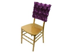 50 ROSETTE 17″ x 14″ 3D SATIN CHAIR CAPS CHIAVARI SQUARE TOP GRANDIOSE RIBBON