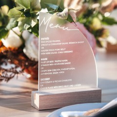 Table Numbers Menu Wedding Personalised Engraved Frosted Acrylic Beach Sail Wood