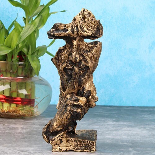 Abstract Thinking Man Face Statue – Polyresin Modern Art Decor Showpiece