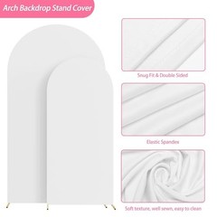 Arch Backdrop Stand and Cover Set of 2, Arch Stand with Cover 6FT,7.2FT White
