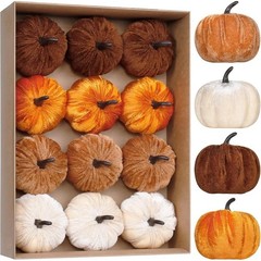Thanksgiving Velvet Pumpkin Ornaments Set Hanging Decor for Tree Table