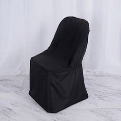 10 Black POLYESTER Folding Flat CHAIR COVERS Wedding Banquet Dinner Decorations