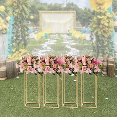 4PCs Wedding Flower Stands 24*24*60cm Metal Flower Rack for Party Ceremony Decor