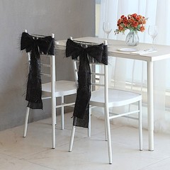 5 BLACK Polyester Chair SASHES Metallic Fringe Party Events Home Decorations