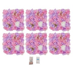 6 Pcs Artificial Floral Panels, Flower Wall Panels For Weddings, Birthdays