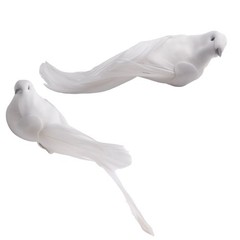 Artificial Doves Garden Home Indoors Clip Decor Fake Feather Foam Home