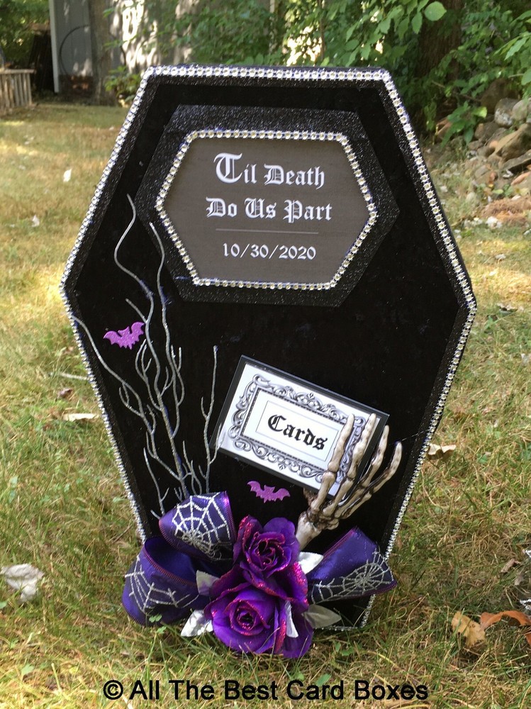 Til Death Do Us Part,Halloween wedding card holder,black,fabric,purple,gothic