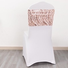 5 Mesh CHAIR SASHES Wavy Embroidered Sequins Party Events Decorations Supplies