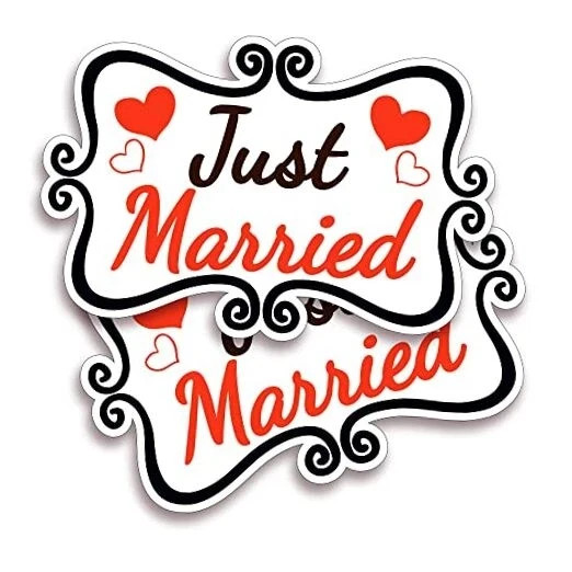 Just Married Car Decorations, 12×8 Magnet Decals for Vehicles, 2 Pack Red