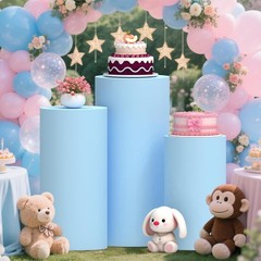 Cylinder Pedestal Stand Covers Set of 3 Multicolor for Party Decor