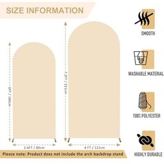 Spandex Arch Cover Set of 2 Arch Covers Stretchy Backdrop 6FT, 7.2FT Beige