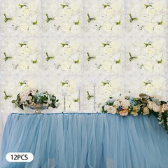3D Flower Wall Panel-12pcs Artificial Flower Wall Background Silk Rose WeddingUS