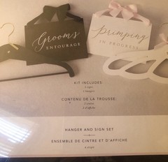 Bride & Groom Hanger & Sign Set Wedding Bridal Gown Tux Style Me Pretty New