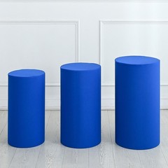 Set of 3 Cylinder Spandex Stand Covers, Sapphire Blue, Elastic Fabric-Small