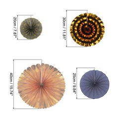 8Pcs Hanging Paper Fans Party Set Decoration for Birthday Gold Black Gray