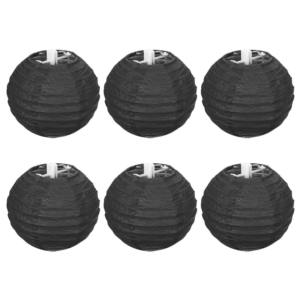 6pcs 4 Inch Folding Hanging Paper Lanterns Small Lampshade Black