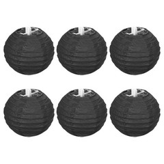 6pcs 4 Inch Folding Hanging Paper Lanterns Small Lampshade Black