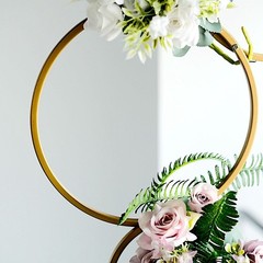 GOLD 3″ Metal Hoops Pillar Backdrop Stand Wedding Party Decorations