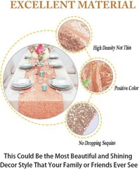 10Pc 12”x108” Rose Gold Sequin Table Runner Cover Tablecloths for Party Decor