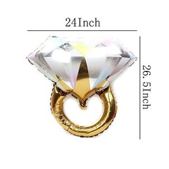 2Pcs Diamond Ring Aluminum Balloon,Wedding Bridal Shower Marriage Engagement …