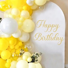 Happy Birthday Party Backdrop Wall Stickers, Gold Script Lettering with Arch …