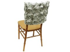50 ROSETTE 17″ x 14″ 3D SATIN CHAIR CAPS CHIAVARI SQUARE TOP GRANDIOSE RIBBON
