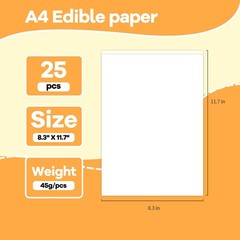 Edible Paper, 25 Icing Sheets in Resealable Packaging 8.5″ x 11″, A4 Size Edi…