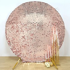 7.5 ft BLUSH Big Payette Sequin Round Backdrop STAND COVER Party Decorations