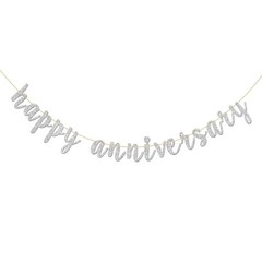 Glitter Silver Happy Anniversary Banner – Anniversary Sign – Birthday Banner …