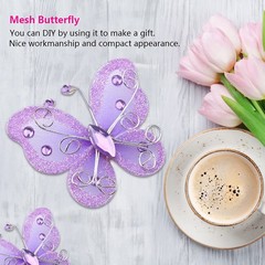 Yosoo Health Gear Wire Mesh Glitter Butterflies 24Pcs Sheer Wedding Decor