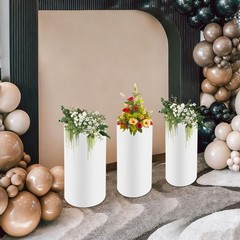 Metal Display Pedestal Stands 3 Pcs White 60×27/65×30/70x35cm Sturdy Cake Stand