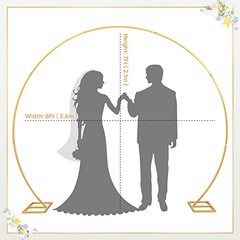 Suuwoee 8FT Balloon Arch Stand Round Backdrop Stand Circle Wedding Arch – Gold