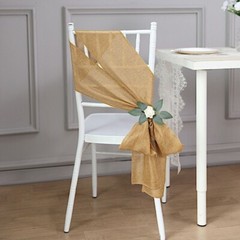 5 pcs GOLD 6″ x 108″ Faux Burlap Chair Sashes Wedding Decorations