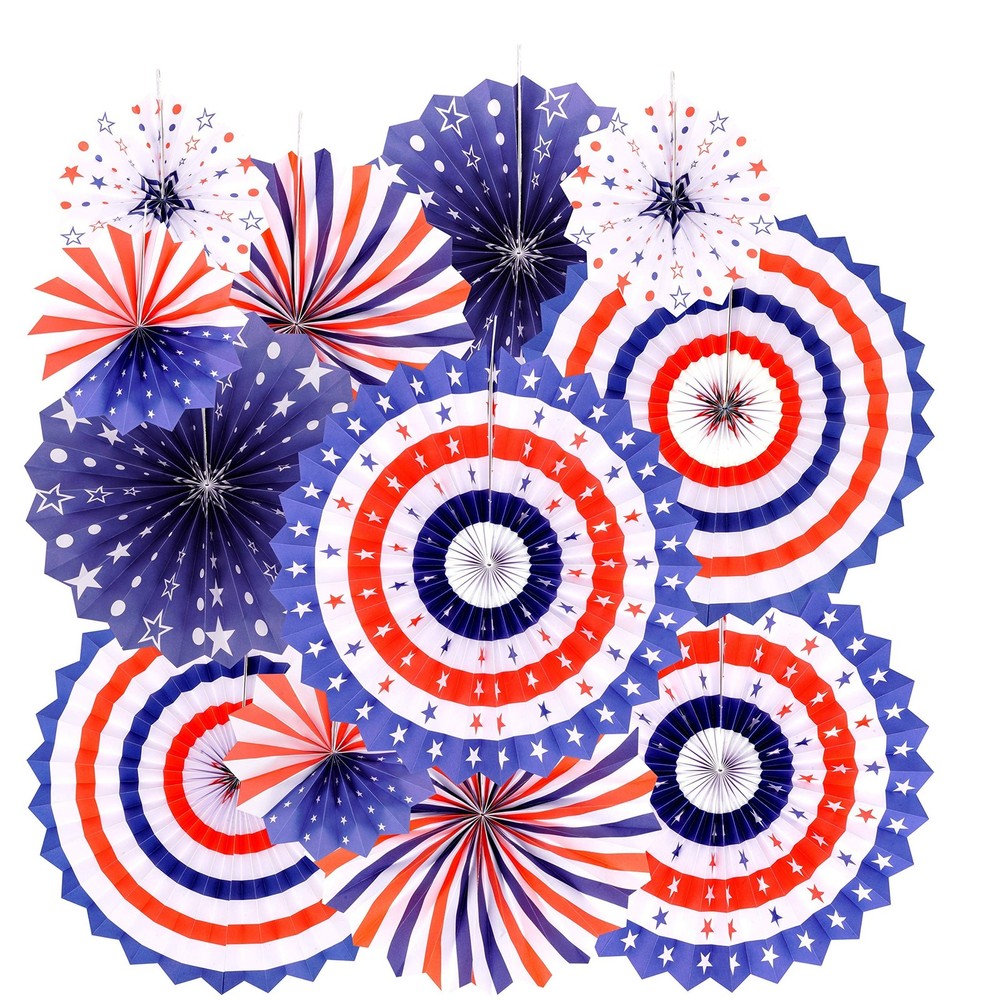 Independence Day Party Hanging Paper Fans Decorations -National Day Patriotic…