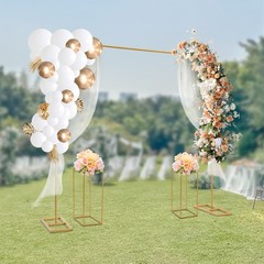 Gold Wedding Arch Kit 6.56ft With 2 Flower Stands Heavy Duty Balloon Backdrop