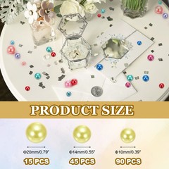 150 Pcs Pearl Bead for Vase Filler, 20/14/10mm Floating Beads(Bright Yellow)