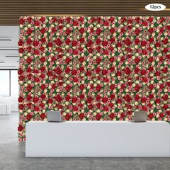 12 Pcs Artificial Flower Wall Panels Faux Hanging Floral Backdrop Decor 40*60cm