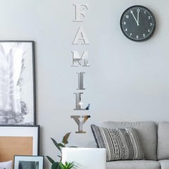 3D Acrylic Mirror Wall Decal Family Sign Letters Wall Stickers Mirror Rustic …