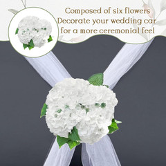 Elegant Wedding Car Decoration with Satin Ribbons & Floral Accents