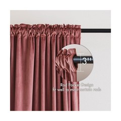MIULEE Dusty Rose Velvet Curtains Rod Pocket 84 Inches Long 2 Panels, Mauve D…