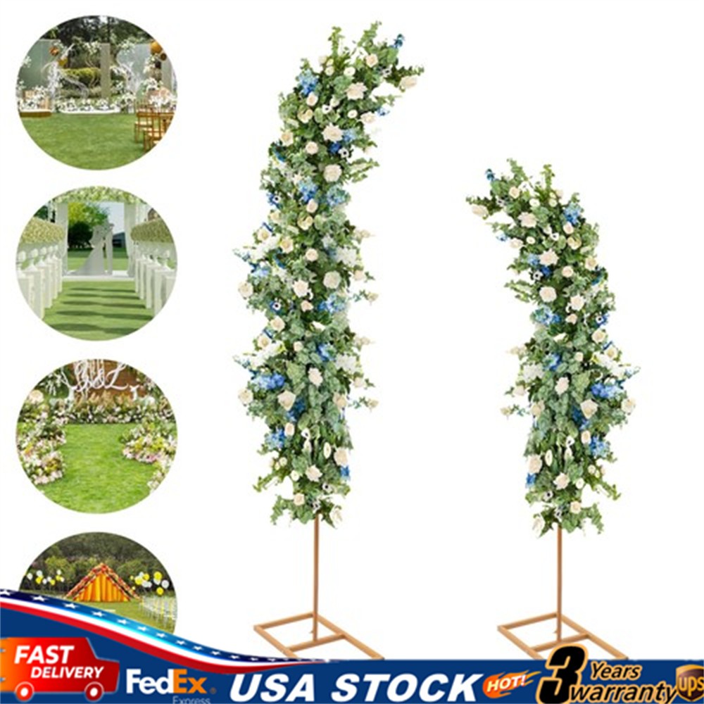 2Pcs Metal Wedding Arch Frame Party Garden Arbor Flower Backdrop Stands Decor