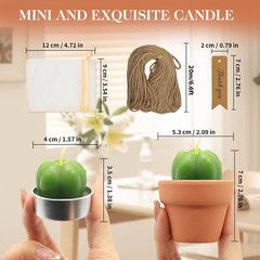24 Pcs Succulent Candles Party Favors, Bulk Cactus Table Decor with Mini Terraco