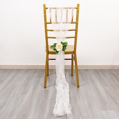 5 WHITE Sheer Crinkled Organza CHAIR SASHES Party Events Home Decorations