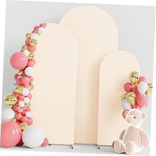 Set of 3 Wedding Arch Cover Spandex Fitted Wedding Arch 4FT, 5FT, 6FT Beige