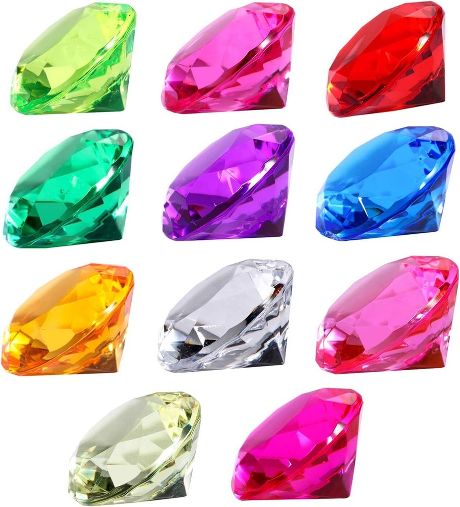 DEODARI 75pcs Multi-Colored Acrylic Gems Plastic Gemstones for Pirate Treasure
