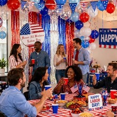 Labor Day Decorations Balloon Arch Kit, Red White and Blue Decorations with